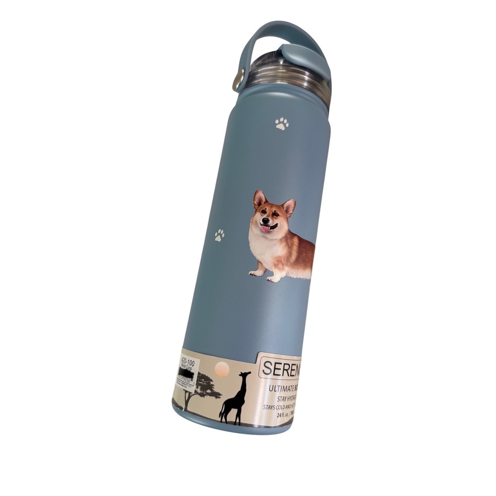 Serengeti Corgi Dog Ultimate Bottle Blue Stainless Steel Insulated Water Tumbler
